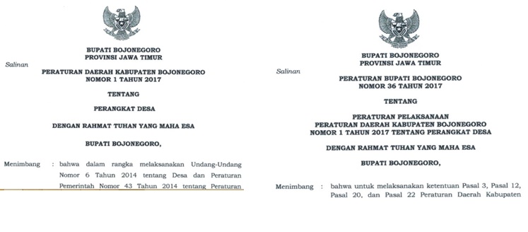 Peraturan Daerah dan Peraturan Bupati Tentang Perangkat Desa